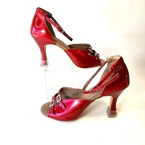 Red Satin Women Dance Heels Very Fine Dance Shoes Size 9